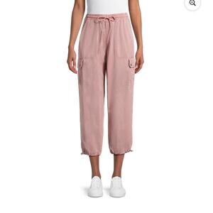 Time and Tru Womens Parachute Cargo Jogger Pants Pink Size L (14-16) NWT